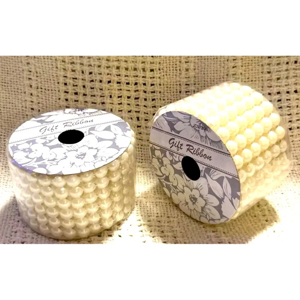 Lot Of 2 New Sealed Faux Pearl Gift Wrapping Trim